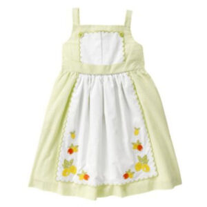 Girls Janie and Jack Cottage Apron Dress 3T A taste of Capri Citrus Embroidery